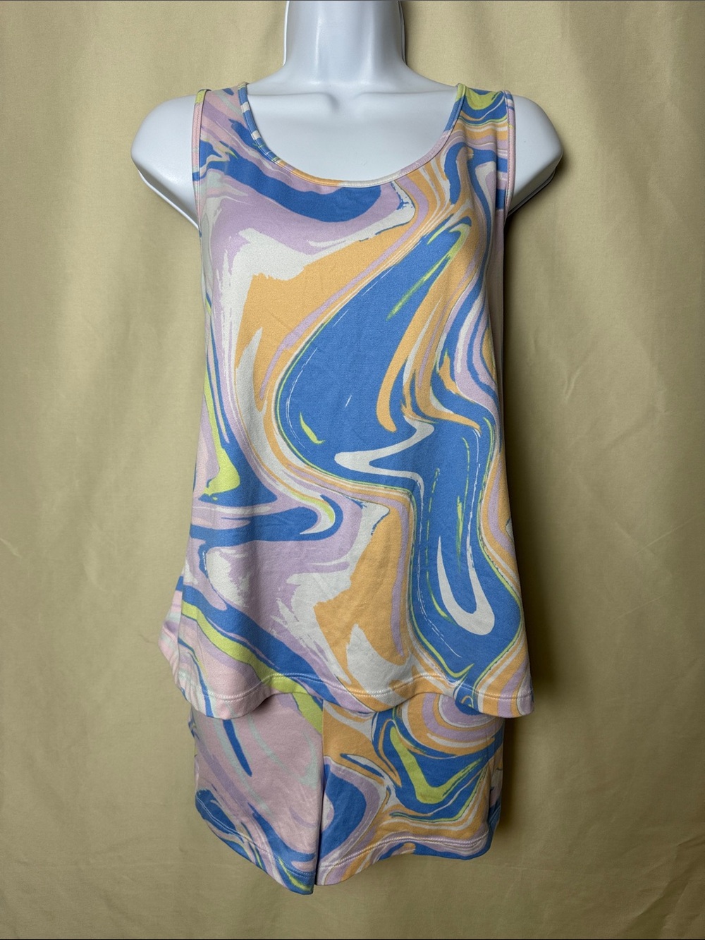 Joyspun Pastel Swirl Tank & Short Pajama Set - Multicolor